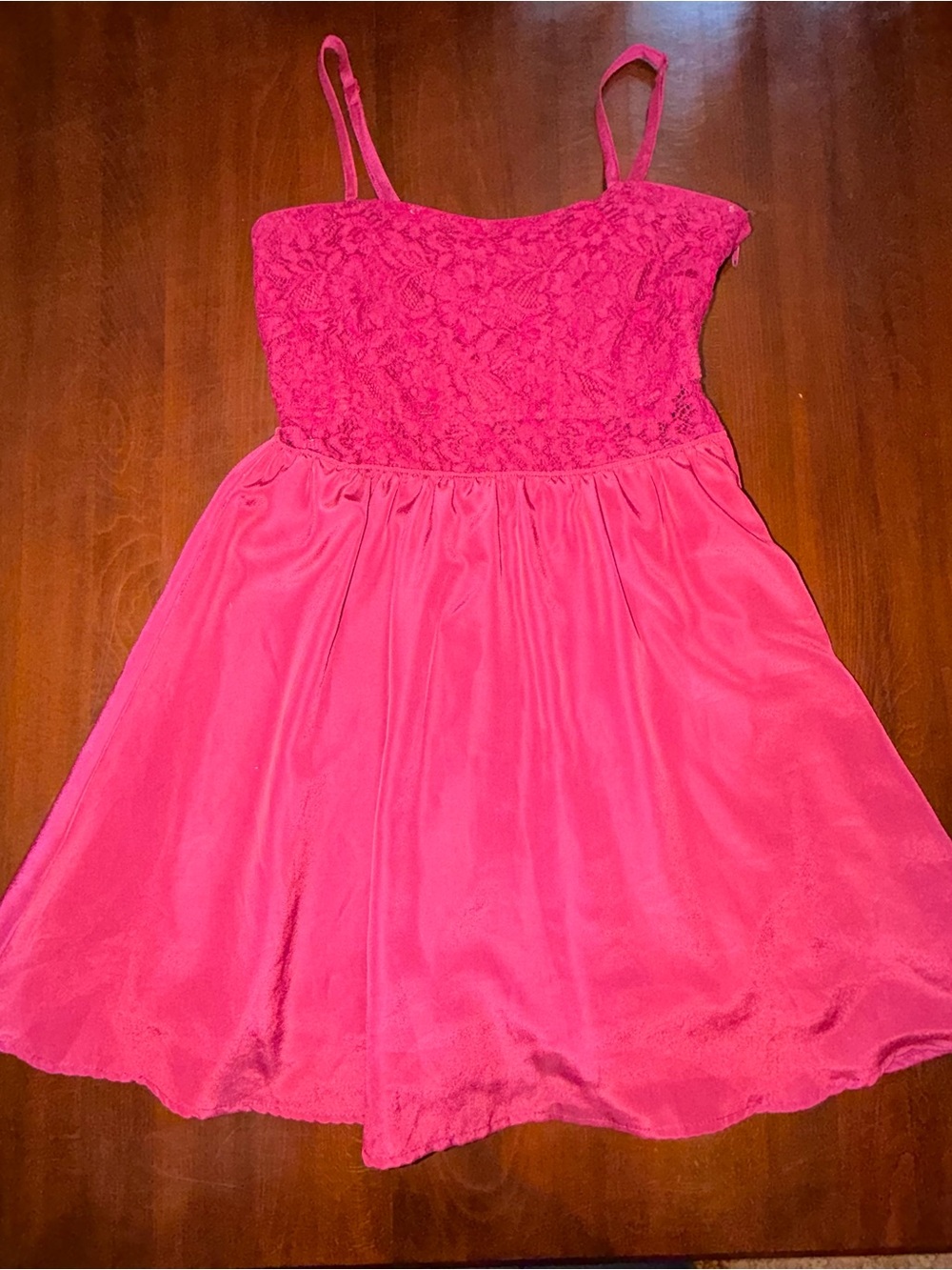 Wet Seal Hot Pink Lace Satin Mini Dress Size Small Y2K